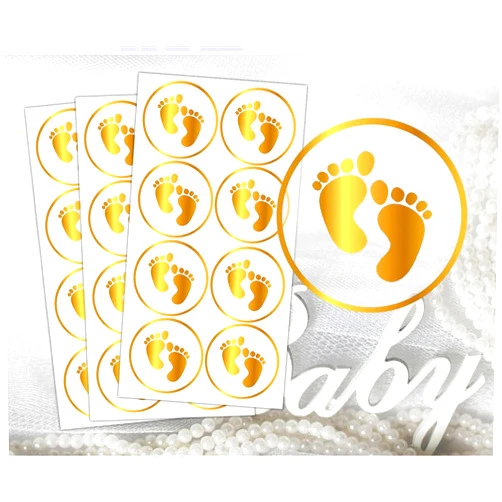 Generic Gold Foil Footprint Stickers,1.5 inch Thank You for Showering Our Baby with Love Stickers,Pack of 240