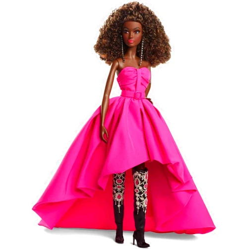 Barbie - Fuchsia Long Dress Doll in Taffeta with Sweetheart Neckline with Pleats and Gathering Details, Matching Belt and a Wide Train, Adult Toy, HBX96