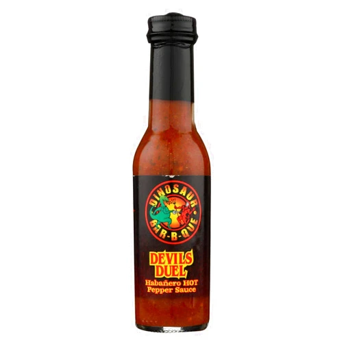 Dinosaur Devils Duel Habanero Pepper Sauce Fiendishly Hot 5 Ounces (Case of 12)
