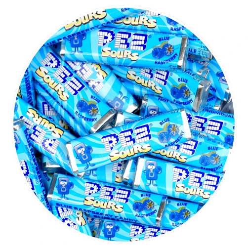 The Hampton Candy Company PEZ Candy Refills, Sour Blue Raspberry Flavor, 1 Pound Bulk Bag (Approx. 40 Pieces), Pez Candy Wrapped