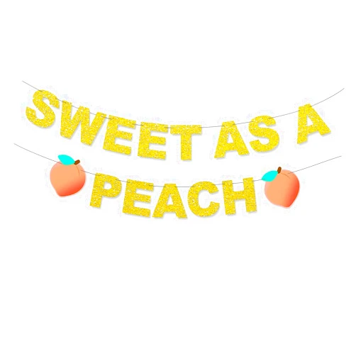 Generic Sweet as Peach Banner (DIY) for Birthday Party First Bday Cake Smash Garland Georgia Peaches