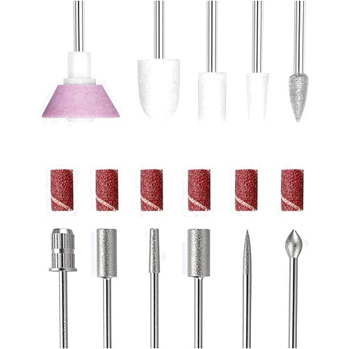 Snmzlc 11Pcs Nail Drill Bits Sets with 6Pcs File Sanding Bands 3/32 Inch Professional Rotary Burrs Diamond Cuticle Remover Bits Kit Cuticle Remover Bits for Acrylic Nail Manicure Pedicure Tools US173