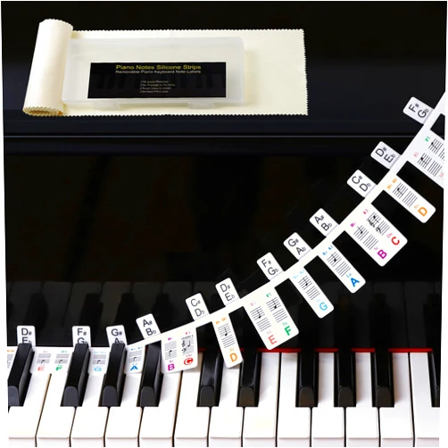 Myvikcar Removable Piano Keyboard Notes Labels,Piano Keyboard Stickers,Piano Key Stickers for Beginner 88/76/61/54/49/37 Key, Made of Reusable Silicone Comes with a Dust Cover and Box(Rainbow)