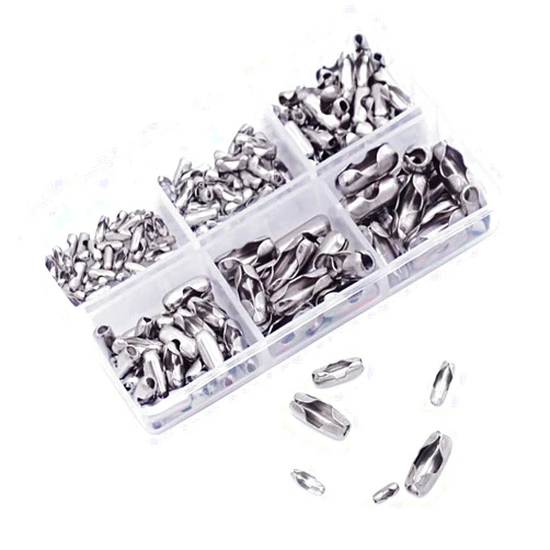 KINGOU 155pcs Stainless Steel Ball Chain Connector Clasps Fits for 1.6/2.0/2.4/3.2/4.0/4.8mm Beaded Ball Chain