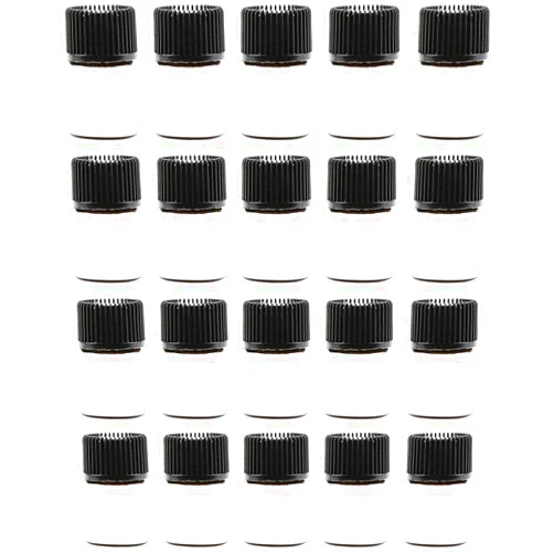 Teensery 20 Pcs 1ML Mini Glass Bottles Clear Essential Oil Vials Empty Cosmetic Sample Containers with Black Lid for Essential Oils, Perfumes, Aromatherapy (1 ML)