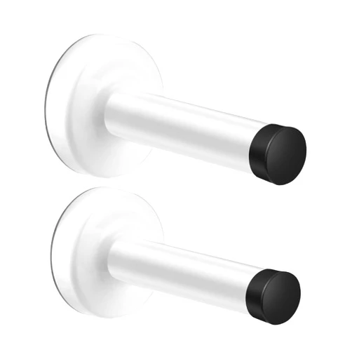 YDAJIURI ㅤ YDAJIURI 2 Pack 304 Stainless Steel Door Stopper - Thickened, No Drilling, Wall-Mounted, with Rubber Tip Buffer, Soundproof, Suitable for Door Top and Bottom, Wall Protector - White