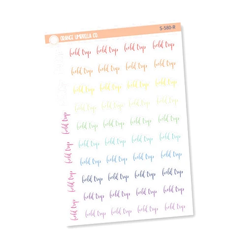 Handmade Field Trip School Label Planner Stickers, Rainbow 