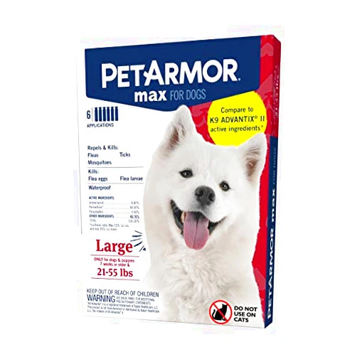 PetArmor Max Flea, Tick and Mosquito Prevention for Large Dogs (21 to 55 Pounds), Topical Dog Flea Treatment Repels and Kills, 6 Month Supply