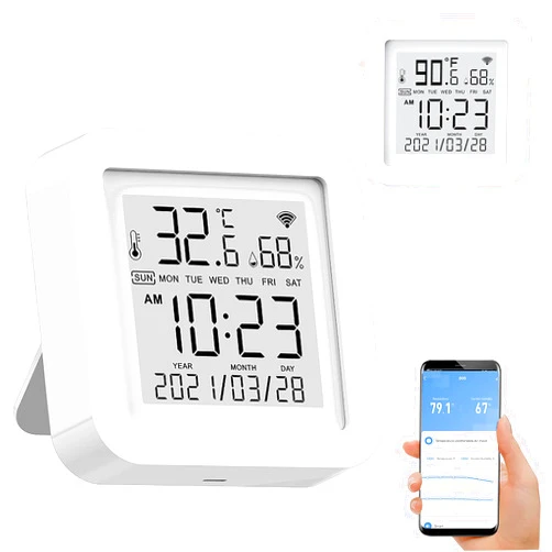 Gaoducash Smart WiFi Temperature Humidity Monitor: TUYA Wireless Temperature Humidity Sensor with APP Notification Alerts, WiFi Thermometer Hygrometer for Home Pet Garage,Compatible with Alexa