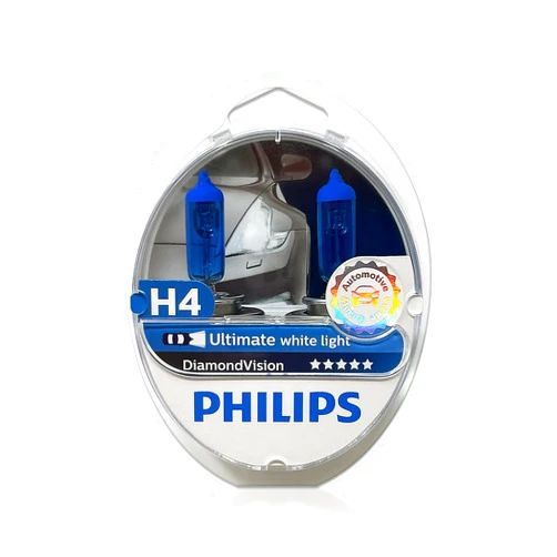DAMA Automotive Lighting H4 9003 HB2 DiamondVision Halogen Replacement Bulbs for Philips 12342DVS2 12V 60/55W | Pack of 2