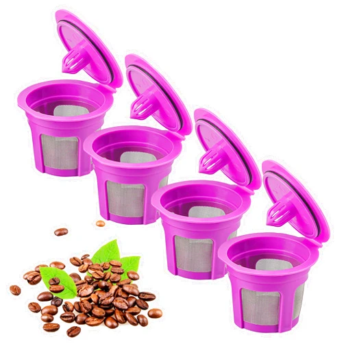 Haetyly 4 Pack Reusable K Cups Coffee Filters Compatible with Keurig Brewers 1.0 and 2.0Coffee Makers - Universal Kcup Filters Fit Refillable Kcup Coffee Pods