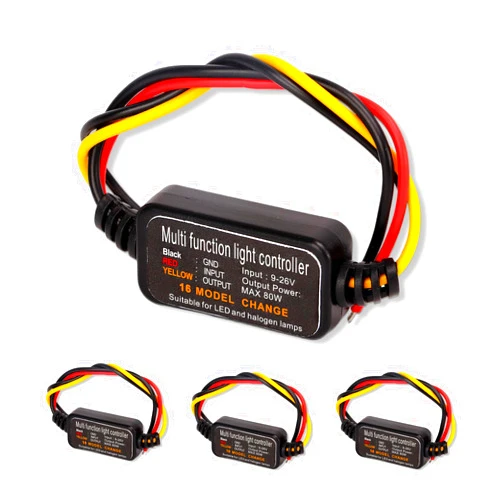 Diydeg 4pcs LED Flash Strobe Controller, 80W Universal DC9‑26V 16 Strobe Modes Brake Light Flasher Brake Light Strobe Module, Car Flasher Module for Motorcycles Cars Trucks for Brake Light Tail Stop Light