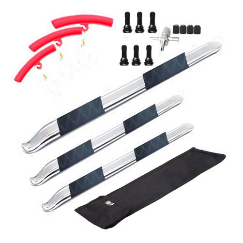 Dr.Roc 2 x 15.5 inch 1 x 19.5 inch Tire Irons 3 x Rim Protectors 6 x TR413 Valve Stems Mount and Demount Tire Irons Set Motorcycle Dirt Bike Lawn Mower ATV UTV Tire Changing Tools with Stable Bag
