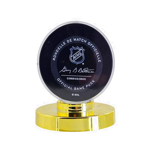 Collectible Supplies Clear Acrylic Hockey Puck Gold Base Display Case Holder