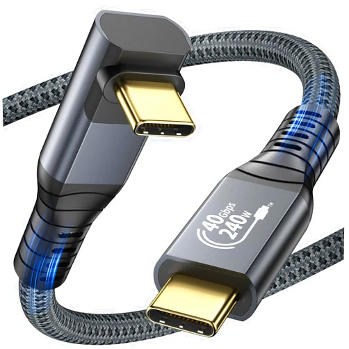 LEIRUI 240W USB4 Cable for Thunderbolt 4 Cable Right Angle 40Gbps Data Transfer 8K@60Hz Video Display Cable USB Type C Fast Charging Cable for iPhone 15 Pro,Samsung,Steam Deck,Switch,eGPU,MacBook