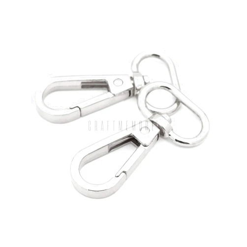 CRAFTMEMORE Snap Hook Swivel Push Gate Lobster Clasps Fashion Clips Purse Making FS10 Pack of 10 (Silver, 3/4 Inch)