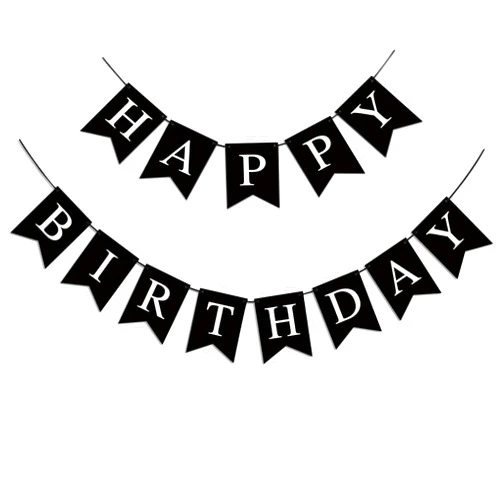Imtively Happy Birthday Banner, Black Happy Birthday Decorations Birthday Sign for Birthday Party Backdrop Decor, Black Happy Birthday Sign Party Hanging Supplies for Girls Boys and Women