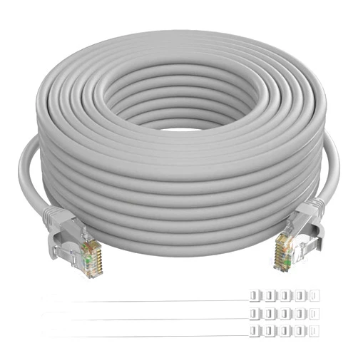 Adoreen Cat 6 Ethernet Cable 25 Ft-Gray, High Speed Long Internet Network Cable(6 Colors to Select) Soft Flexible Sturdy, POE, RJ45 Cat 5 5e Patch Cable Cord, Tangle-Free Tight Connection+15 Ties