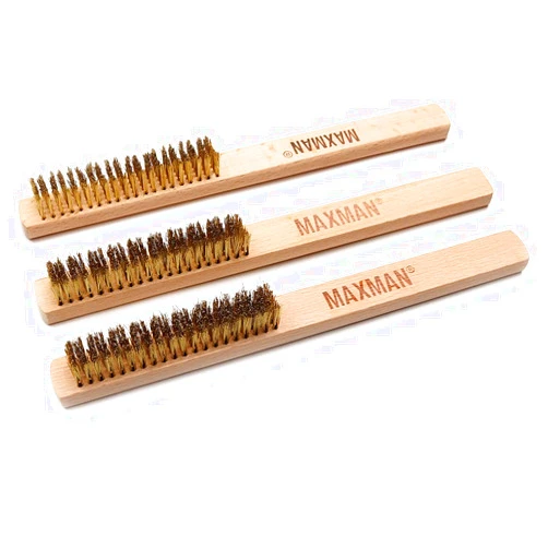 MAXMAN Brass Brush 3Pcs, Soft Brass Bristle Wire Brush for Cleaning Metal Rust, Welds, Home and Kitchen, Wire Scratch Brushes with 10