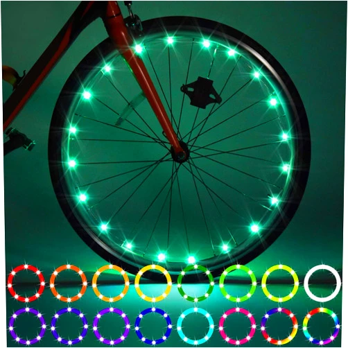 Waybelive 2 Pack LED Bike Wheel Light, Remote Control Bicycle Tire LED Light, Wheelchair Light, 16 Color Change by Yourself, Waterproof, Super Bright to Ride at Night, Good Gift for Kids(2 Tires)
