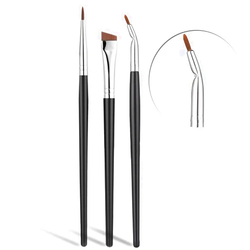 JASSINS Eyeliner Brushes Set,JASSINS Fine Angled Eyeliner Brushes,Precision Gel Eye Liner Ultra Fine Bent Makeup Brush For Newbies and salon（3PCS）