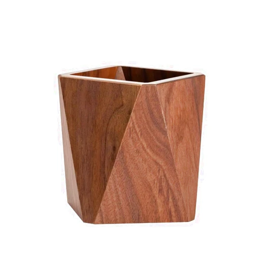 BZVlemon Premium Wooden Pen Holder, Multi-Functional Pen Cup Pencil Holder for Office School Supplies Storage, Black Walnut Desk Organizer（Prismatic）