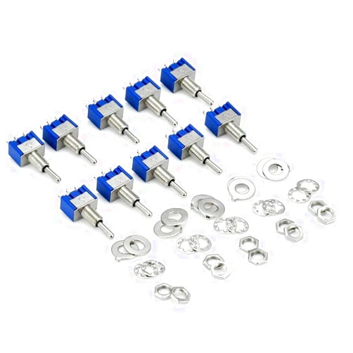 HiLetgo 10pcs 6A/125V 3A/250V ON/Off/ON 3 Terminals 3 Position SPDT Toggle Switch Single Joint MTS-103