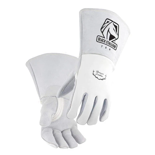 Black Stallion 750 Premium Grain Elkskin Stick Welding Gloves, Large, White