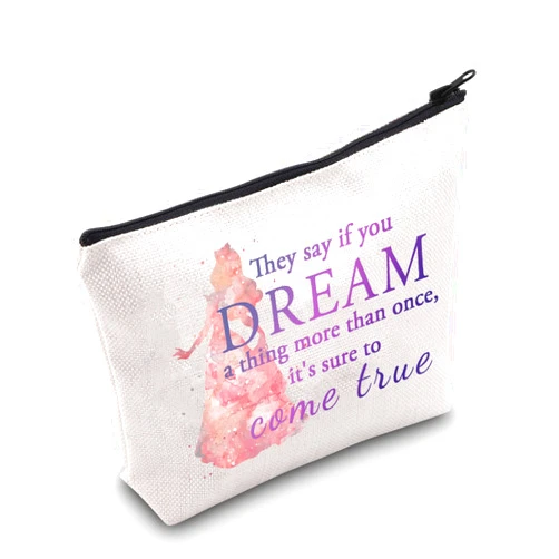 TSOTMO Fairy Tale Makeup Bag Movie Merchandise Gift Beauty Princess Zipper Pouch Gift for Princess Fans (once Dream)