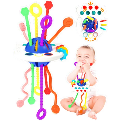 Yetonamr Baby Sensory Montessori Toys for 6-12-18 Months, Silicone Teething Toys, Toddler Easter Basket Stuffers Birthday Gift Travel Toy for 1 2 Year Old Boy Girl Infant 8 9 10 Months Old