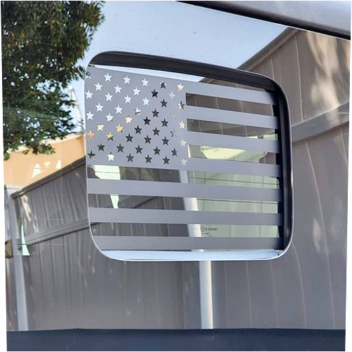 Zxiaochun Rear Middle Window American Flag Decal for Jeep Gladiator JT 2020 2021 2022 2023 2024 Truck Back Center Sliding Window Glass USA Flag Vinyl Sticker Exterior Accessories(Matte Black)