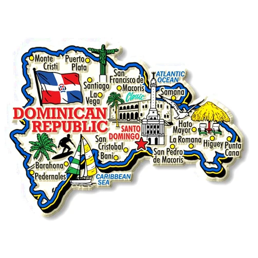 Classic Magnets Dominican Republic Jumbo Country Map Magnet by Classic Magnets, Collectible Souvenirs Made in The USA