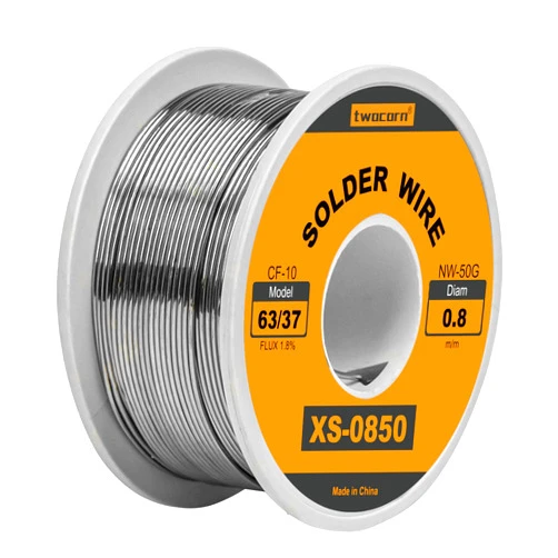 Twocorn 63/37 Solder Wire, high Purity no-wash tin-Lead Rosin cored Wire with 1.8% Flux for Electric Soldering (0.8mm 50g)
