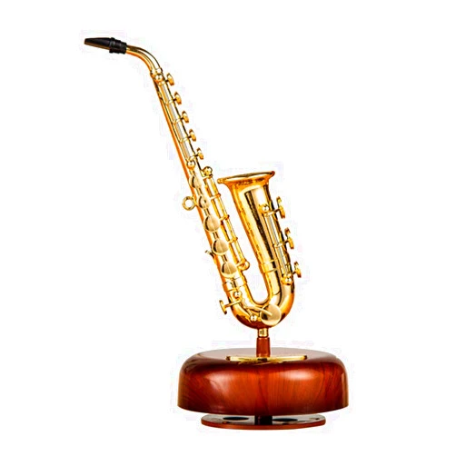 Toyvian 1pc Saxophone Music Box, Creative Saxophone Gifts Statue, Music Box with Rotating Musical Base, for Girls Women Boys Mom Daughter Birthday Christmas Home Decor