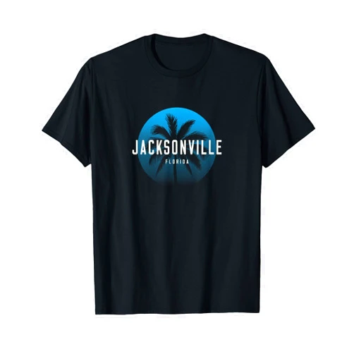 Jacksonville Florida T-Shirts & Tees Jacksonville FL Vintage Palm Tree Beach Design T-Shirt