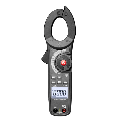 CEM DT-355 Dark Gray Digital Clamp Meter, TRMS 6000 Counts Multimeter Volt Amp Ohm Meter with Manual and Auto Ranging, Continuity, Frequency; Diodes, Temperature Tester(AC Clamp Meter)