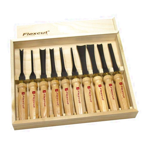 Flexcut Carving Tools, Mallet-Carving Chisels and Gouges for Woodworking, Deluxe Set of 10 (MC100)