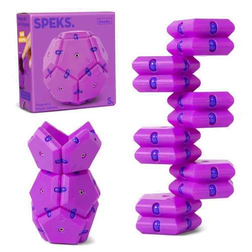 Speks Geode Matte Pentagons Magnetic Fidget Toy for Adults | Quiet Sensory Toy for Stress Relief & Anxiety, Office Desk ADHD Tool, Stocking Stuffer & Top Gadget Gift Idea | Razzle, 12-Piece Set