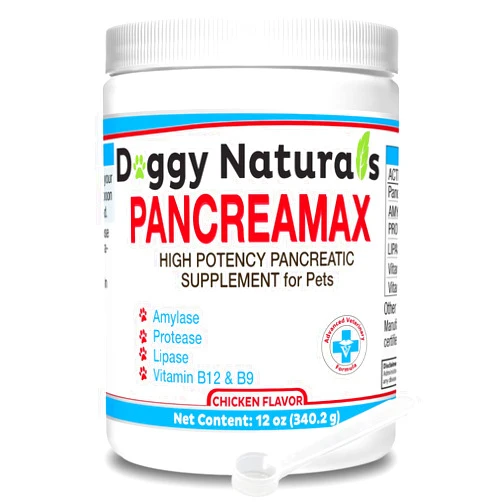 Pet Health Pharma PancreaMax 10x Pancreatic Enzymes for Dogs and Cats (12 oz) Powder (Made in U.S.A). Pancreatin 10X for Dogs and Cats Contain Pancreatic Enzyme, High Strength, Low Odor.(10x Porcine Pancreatin)