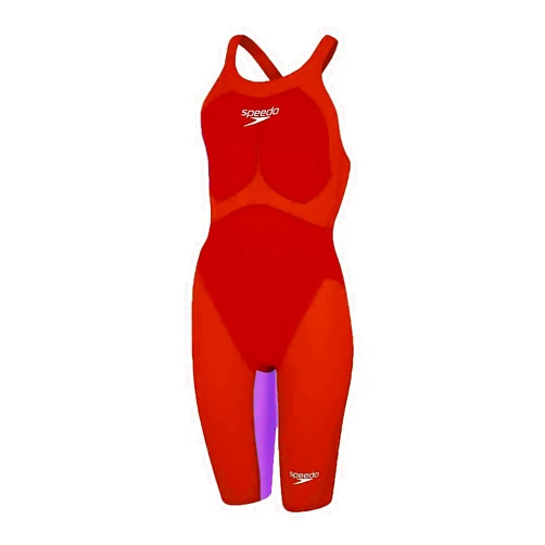 Speedo Limited Edition Fastskin LZR Pure Valor Printed Open Back Kneeskin, Orange/Purple, 25
