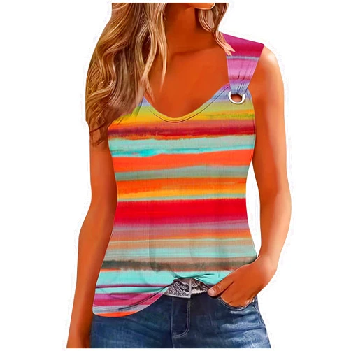 Generic Tee Shirts for Women Summer Fall Sleeveless Spaghetti Strap Loose Fit Long Tee Shirt Tops Women 2024 Y2K