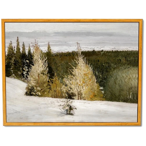 KBKBART Framed Vintage Landscape Wall Art Home Decor, Retro Winter Forest Nature Wilderness Illustrations Painting, Moody Country Art Prints Christmas Wall Decor, Canvas Wall Art for Living Room Bedroom Office Decor(12