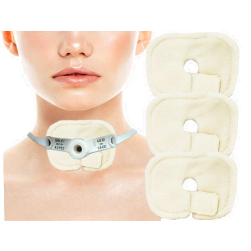GZFQJJ 3PCS Trach Pads, Reusable Trach Tube Covers, Tracheostomy Dressing Pads Tracheostomy Tube Holder Pad, Tracheostomy Trach Tube Supplies, Trach Pads for Adaptive Surgical Tracheostomy Pad (Rice-White)