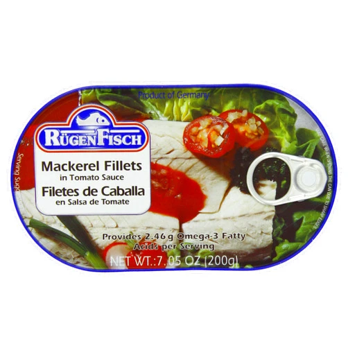 Ruegen RügenFisch Mackerel Fillets in Tomato Sauce, 7.05 Ounce