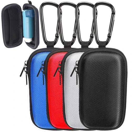 Woanger 4 Pcs Hearing Aid Case Hard Asthma Inhaler Holder Travel Hearing Aid Case Earbud Portable Zipper Carry Holder with Mesh Pocket for Inhaler Carrying Aid Other Accessories from Dust and Dirt
