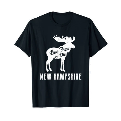 State Of New Hampshire USA Art Gift and Apparel New Hampshire Live Free Or Die Moose State Souvenir Gift T-Shirt