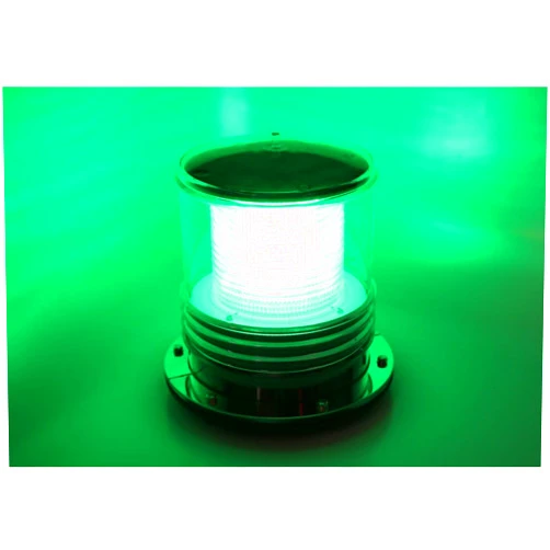 Pilotlights.net Solar Dock Warning Light - Waterproof Solar Dock Lighting - Green LED Constant On or Flashing 360 Degree Lighting
