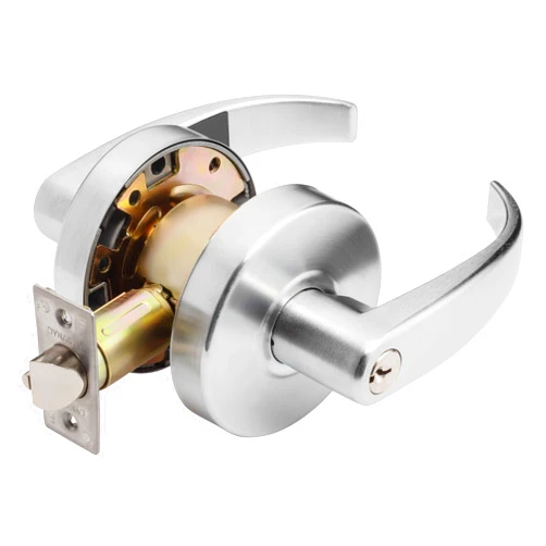 Dynasty Hardware Spartan Design Grade 2 Commercial Duty Door Lever ADA, Satin Chrome Finish (Keyed Entry)