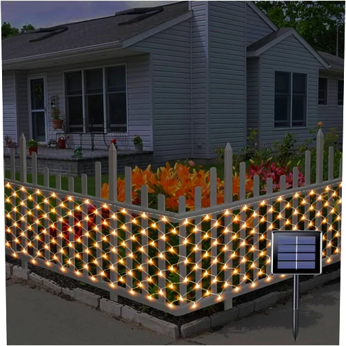 Anycosy 210 LED Solar Net Lights Outdoor,12Ft x 2Ft Warm White Fence Net Lights with 8 Modes & Memory, IP44 Waterproof Fairy Mesh Lights for Fence Deck Backyard Patio Balcony Decor