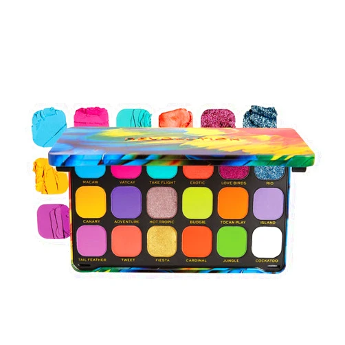 Revolution Beauty London Revolution Beauty, Forever Flawless Eyeshadow Palette, 18 Pigmented Shades, Vibrant Pressed Powder Mattes, Shimmers, Glitters, Bird of Paradise, 15 X 0.04 Oz.